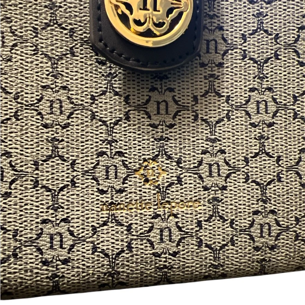 Nanette Lepore Navy Patterned Crossbody Bag with Gold Chain - Picture 8 of 8